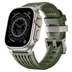 Cinturino per orologio in silicone traspirante con fibbia ad ardiglione in acciaio inossidabile a doppio anello., For Apple Watch 46mm / 49mm / 45mm / 44mm