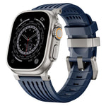 Cinturino per orologio in silicone traspirante con fibbia ad ardiglione in acciaio inossidabile a doppio anello., For Apple Watch 46mm / 49mm / 45mm / 44mm