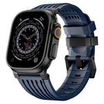 Cinturino per orologio in silicone traspirante con fibbia ad ardiglione in acciaio inossidabile a doppio anello., For Apple Watch 46mm / 49mm / 45mm / 44mm