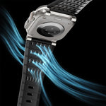 Cinturino per orologio in silicone traspirante con fibbia ad ardiglione in acciaio inossidabile a doppio anello., For Apple Watch 46mm / 49mm / 45mm / 44mm