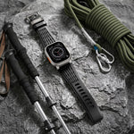 Cinturino per orologio in silicone traspirante con fibbia ad ardiglione in acciaio inossidabile a doppio anello., For Apple Watch 46mm / 49mm / 45mm / 44mm