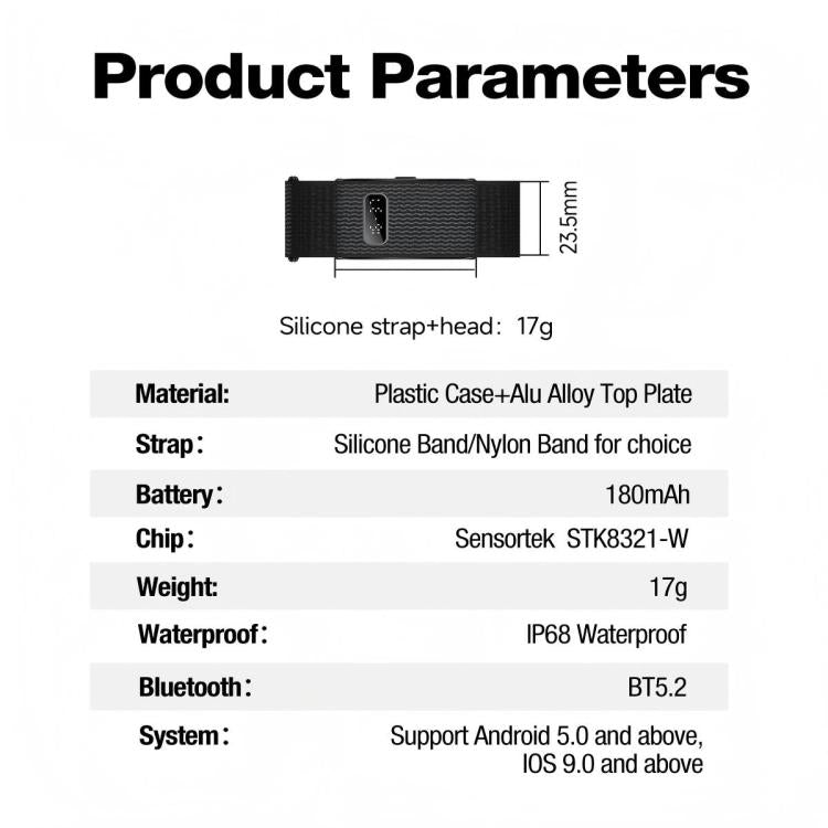 Braccialetto intelligente Bluetooth H59max+ senza schermo con cinturino in nylon, supporto per promemoria chiamate in arrivo / report salute AI