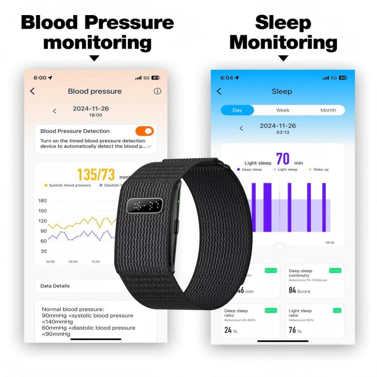 Braccialetto intelligente Bluetooth senza schermo H59max+ con cinturino in silicone, supporto per notifiche di chiamate in arrivo e report sullo stato di salute tramite intelligenza artificiale.