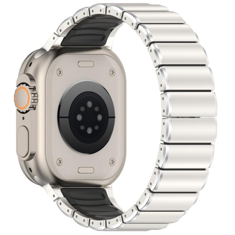 Cinturino per orologio in lega di titanio e silicone con fibbia pieghevole a una perlina, For Apple Watch 46mm / 49mm / 45mm / 44mm, For Apple Watch 42mm / 41mm / 40mm / 38mm