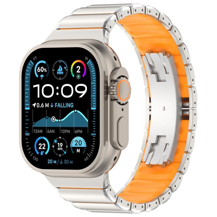 Cinturino per orologio in lega di titanio e silicone con fibbia pieghevole a una perlina, For Apple Watch 46mm / 49mm / 45mm / 44mm, For Apple Watch 42mm / 41mm / 40mm / 38mm