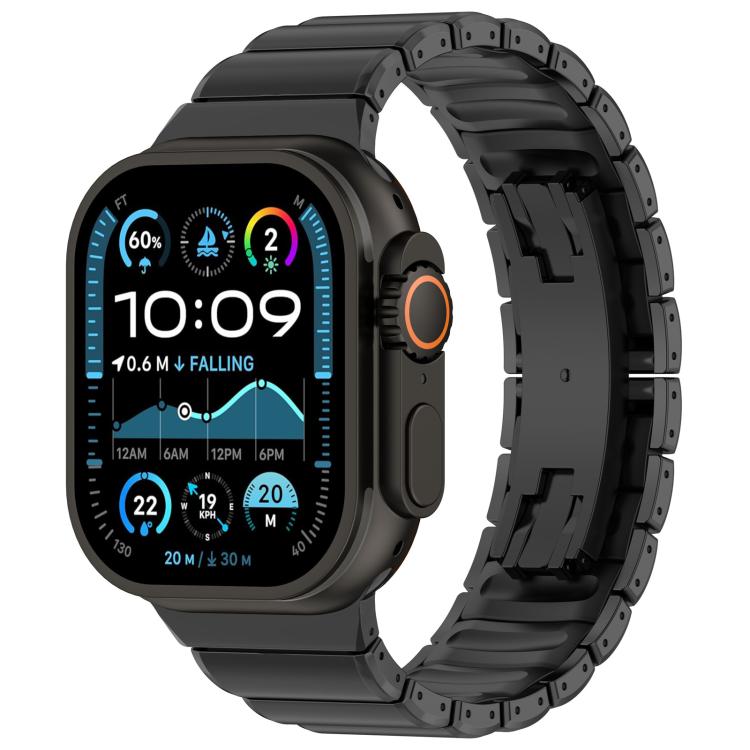 Cinturino per orologio in lega di titanio e silicone con fibbia pieghevole a una perlina, For Apple Watch 46mm / 49mm / 45mm / 44mm, For Apple Watch 42mm / 41mm / 40mm / 38mm