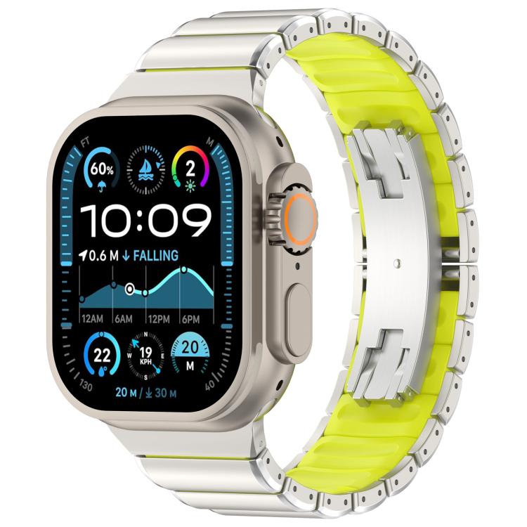 Cinturino per orologio in lega di titanio e silicone con fibbia pieghevole a una perlina, For Apple Watch 46mm / 49mm / 45mm / 44mm, For Apple Watch 42mm / 41mm / 40mm / 38mm