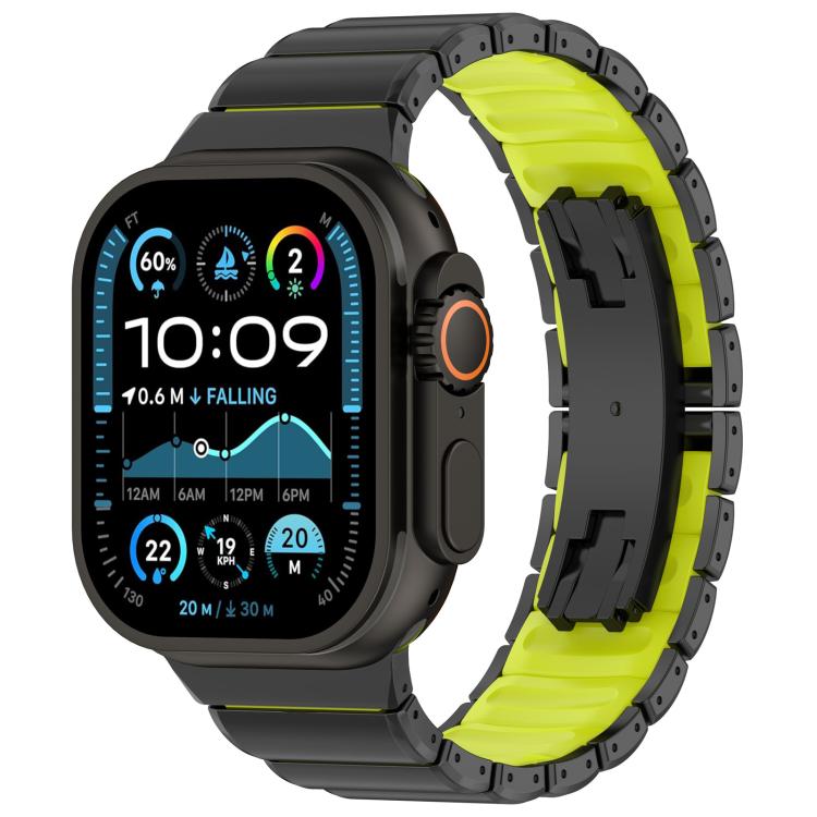 Cinturino per orologio in lega di titanio e silicone con fibbia pieghevole a una perlina, For Apple Watch 46mm / 49mm / 45mm / 44mm, For Apple Watch 42mm / 41mm / 40mm / 38mm