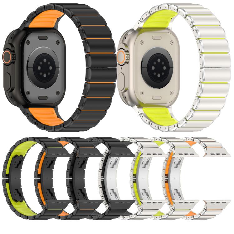 Cinturino per orologio in lega di titanio e silicone con fibbia pieghevole a una perlina, For Apple Watch 46mm / 49mm / 45mm / 44mm, For Apple Watch 42mm / 41mm / 40mm / 38mm