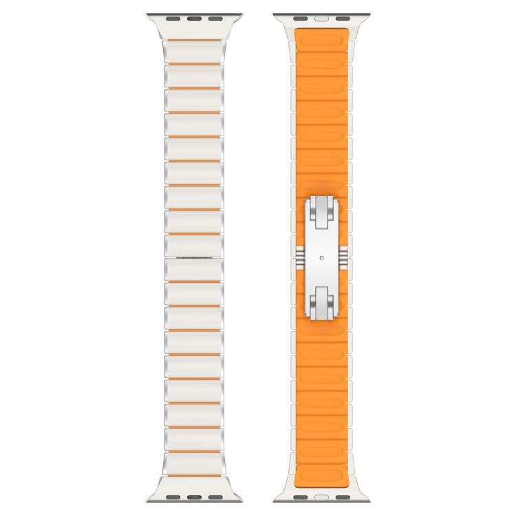 Cinturino per orologio in lega di titanio e silicone con fibbia pieghevole a una perlina, For Apple Watch 46mm / 49mm / 45mm / 44mm, For Apple Watch 42mm / 41mm / 40mm / 38mm