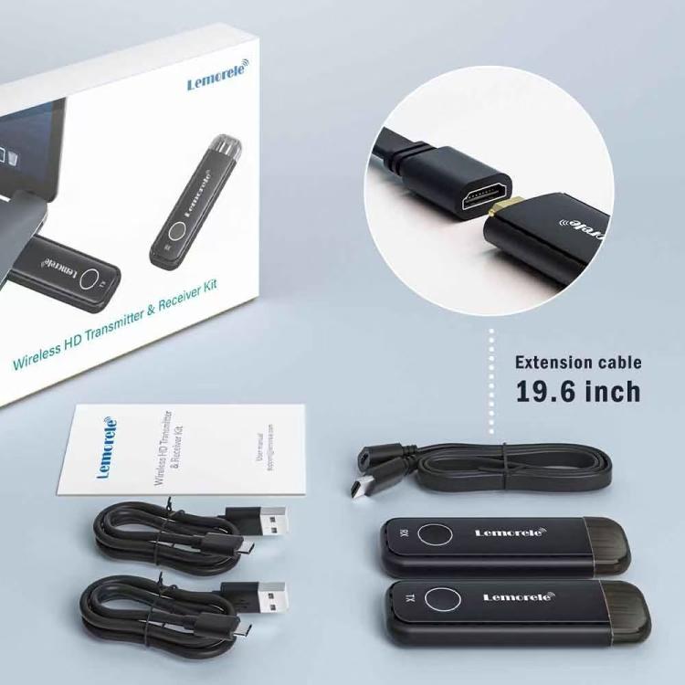 Lemorele G57 Set wireless con 1 ricevitore e 8 trasmettitori compatibili con HDMI, adattatore per presentazioni WiFi 1080P 50M
