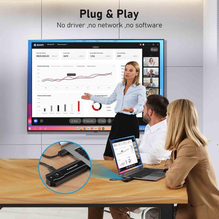 Set wireless Lemorele P50 con 1 ricevitore e 8 trasmettitori, compatibile con HDMI, adattatore per presentazioni WiFi 4K 50M.