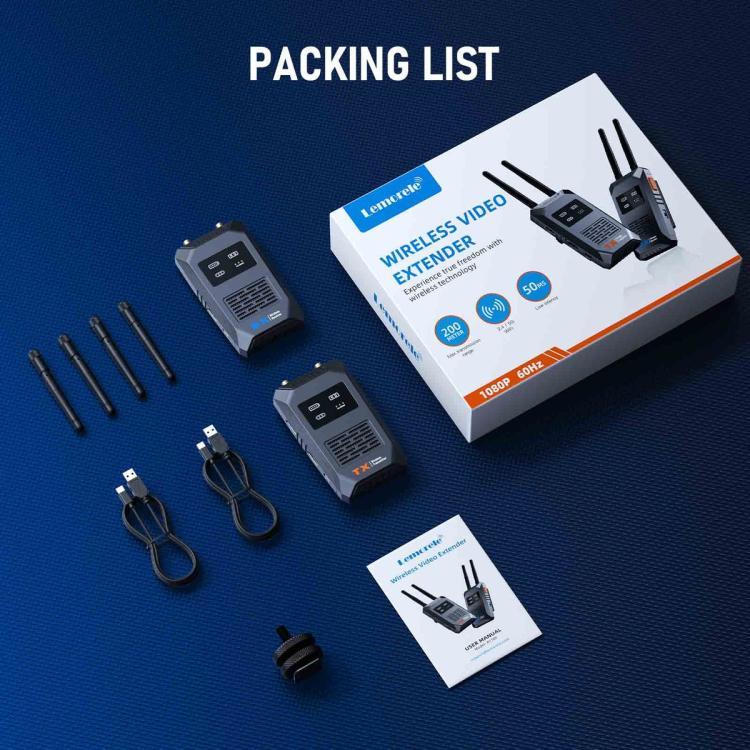 Trasmettitore video wireless Lemorele R1100 da 1TX a 4RX 1080P 200M con adattatore loop out compatibile HDMI