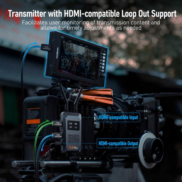 Trasmettitore video wireless Lemorele R1100 da 1TX a 4RX 1080P 200M con adattatore loop out compatibile HDMI