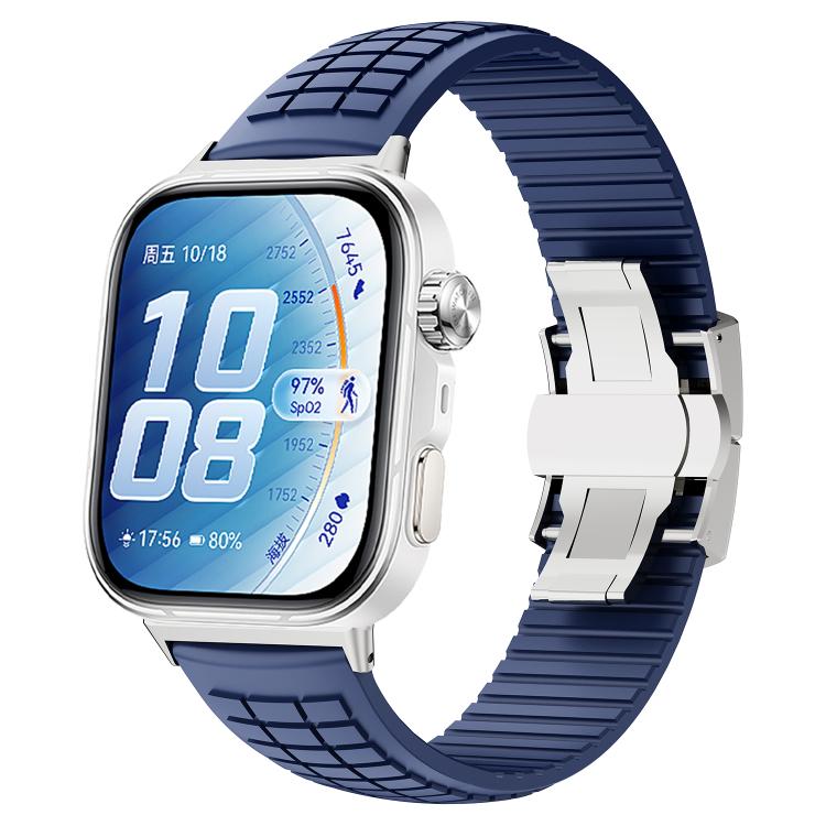 Cinturino per orologio in silicone con fibbia pieghevole e texture zigrinata., For Huawei Watch Fit 5 / Fit 5 Pro / Fit 4