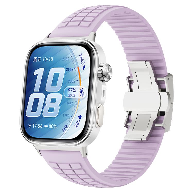 Cinturino per orologio in silicone con fibbia pieghevole e texture zigrinata., For Huawei Watch Fit 5 / Fit 5 Pro / Fit 4