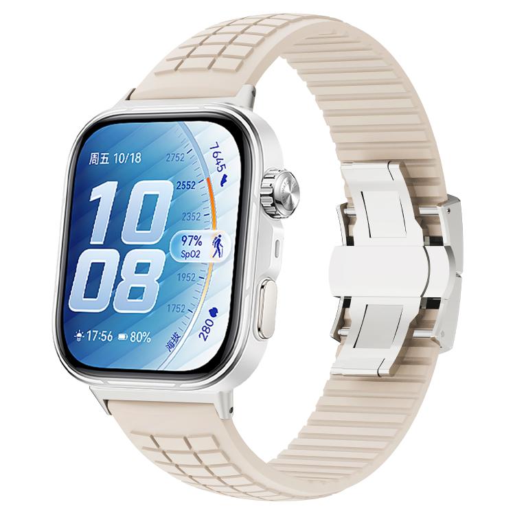 Cinturino per orologio in silicone con fibbia pieghevole e texture zigrinata., For Huawei Watch Fit 5 / Fit 5 Pro / Fit 4