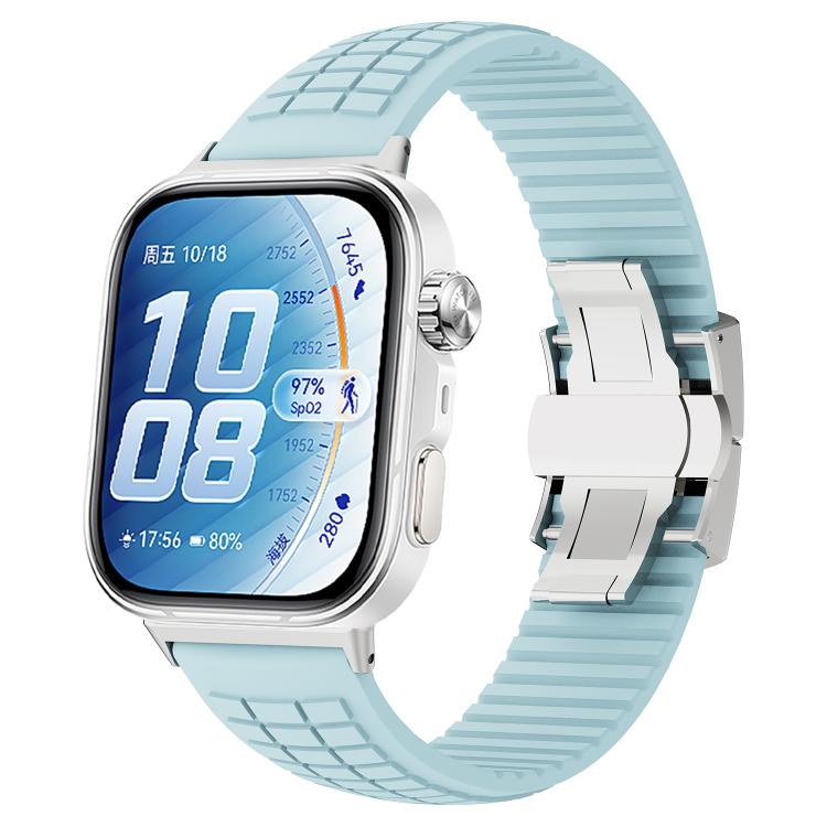 Cinturino per orologio in silicone con fibbia pieghevole e texture zigrinata., For Huawei Watch Fit 5 / Fit 5 Pro / Fit 4