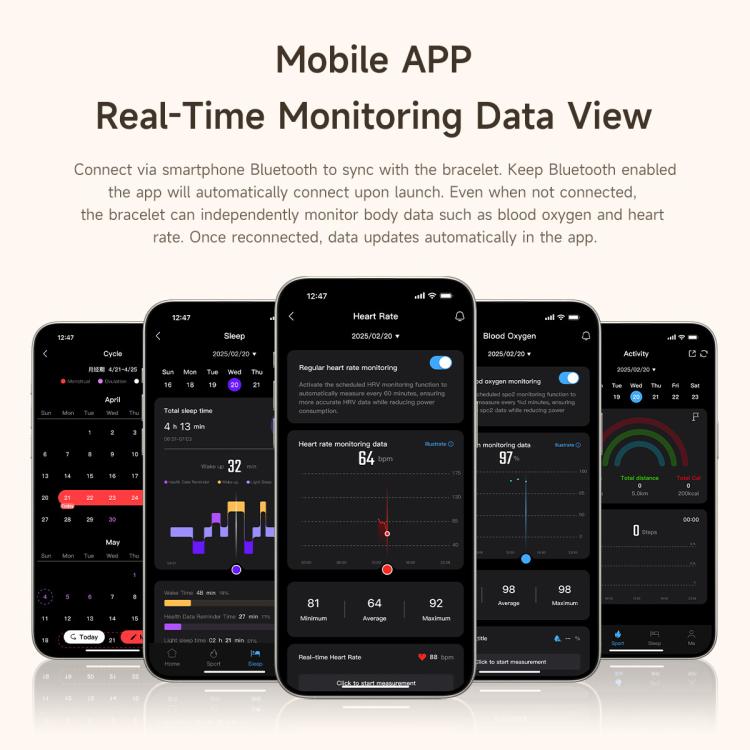 Braccialetto intelligente L6 alla moda, supporta il monitoraggio della salute / Attiva lo schermo con il movimento del polso