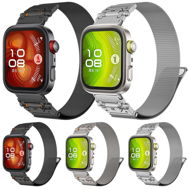 Cinturino per orologio in acciaio inossidabile magnetico Milanese con connettore Titan Head Connector., For Huawei Watch Fit 5 / Fit 5 Pro / Fit 4
