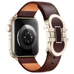 Cinturino per orologio in vera pelle con fibbia magnetica a doppia G., For Apple Watch 46mm / 49mm / 45mm / 44mm, For Apple Watch 42mm / 41mm / 40mm / 38mm