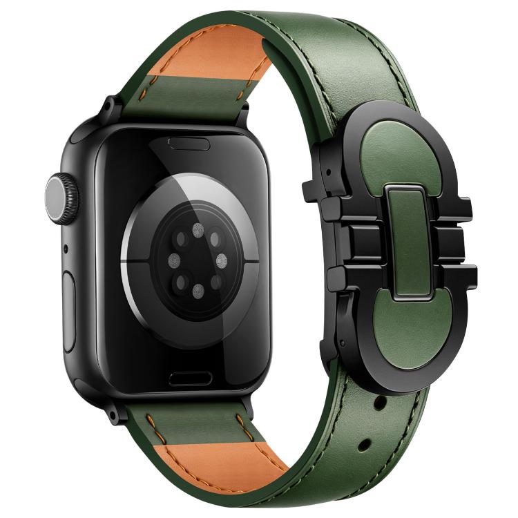 Cinturino per orologio in vera pelle con fibbia magnetica a doppia G., For Apple Watch 46mm / 49mm / 45mm / 44mm, For Apple Watch 42mm / 41mm / 40mm / 38mm