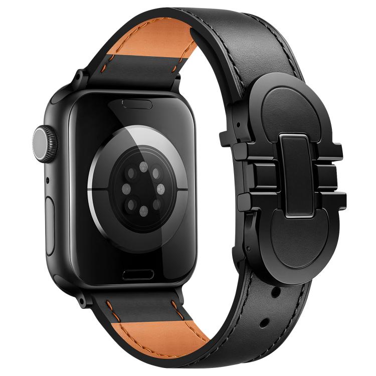Cinturino per orologio in vera pelle con fibbia magnetica a doppia G., For Apple Watch 46mm / 49mm / 45mm / 44mm, For Apple Watch 42mm / 41mm / 40mm / 38mm