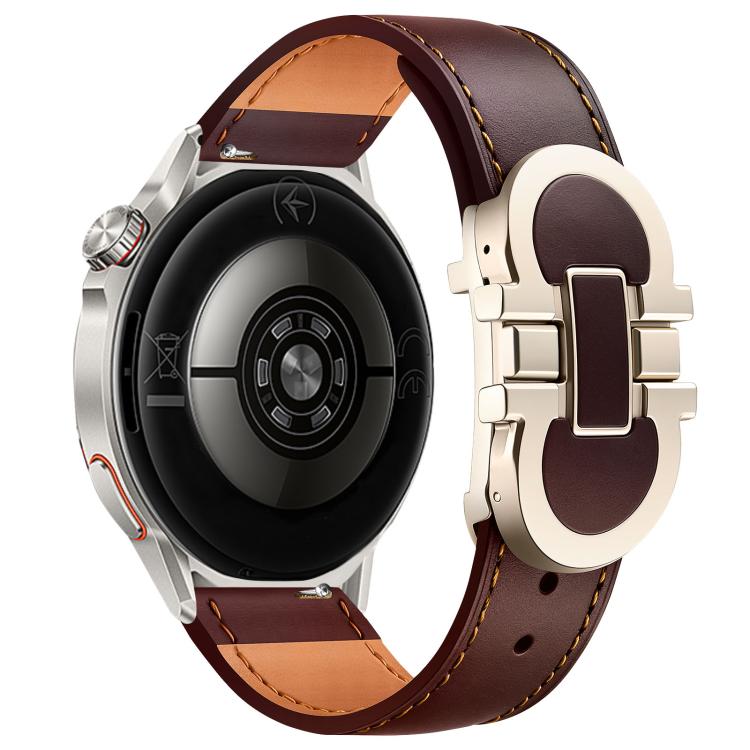 Cinturino per orologio in vera pelle con fibbia magnetica a doppia G., 22mm