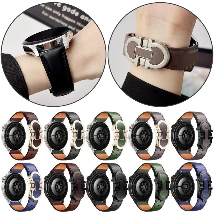 Cinturino per orologio in vera pelle con fibbia magnetica a doppia G., 18mm, 20mm