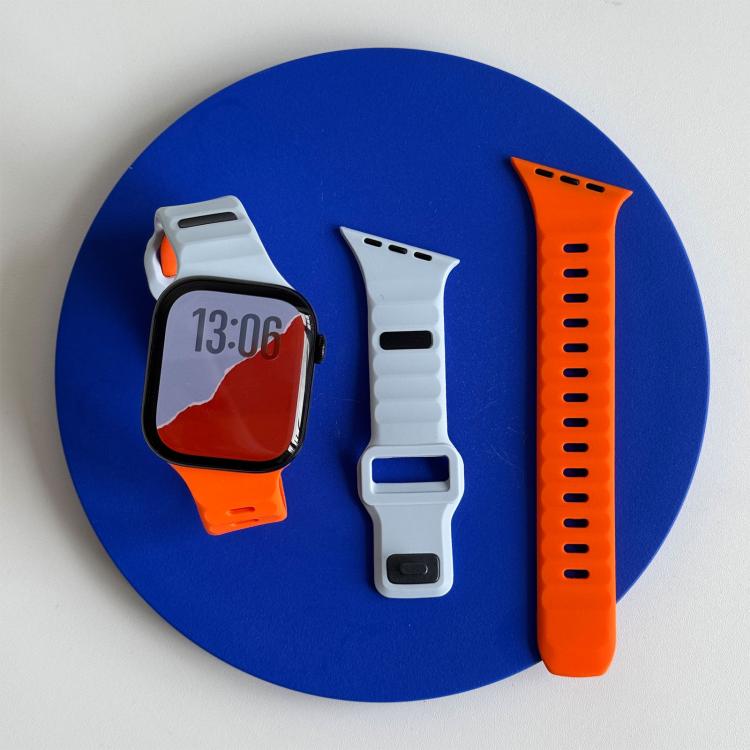 Cinturino per orologio in silicone con fibbia a chiodo rovesciata a trama irregolare., For Apple Watch 42mm / 41mm / 40mm / 38mm