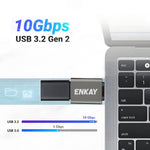 Adattatore dati ENKAY ENK-AT134 da 10 Gbps da USB 3.2 A femmina a USB C maschio in lega di alluminio, 2 Pcs