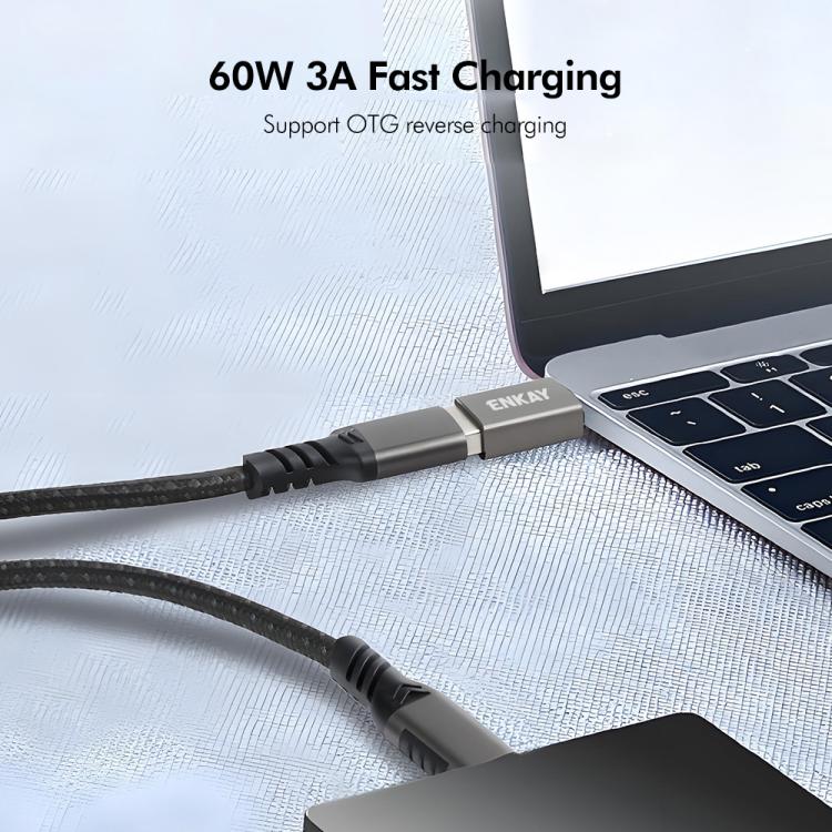 Adattatore dati ENKAY ENK-AT134 da 10 Gbps da USB 3.2 A femmina a USB C maschio in lega di alluminio, 2 Pcs