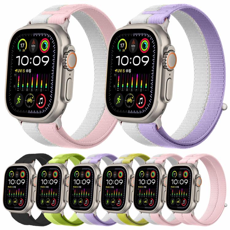 Cinturino per orologio con inserti in metallo e cuciture in nylon, realizzato con filato di piuma., For Apple Watch 46mm / 49mm / 45mm / 44mm, For Apple Watch 42mm / 41mm / 40mm / 38mm