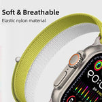 Cinturino per orologio con inserti in metallo e cuciture in nylon, realizzato con filato di piuma., For Apple Watch 46mm / 49mm / 45mm / 44mm, For Apple Watch 42mm / 41mm / 40mm / 38mm