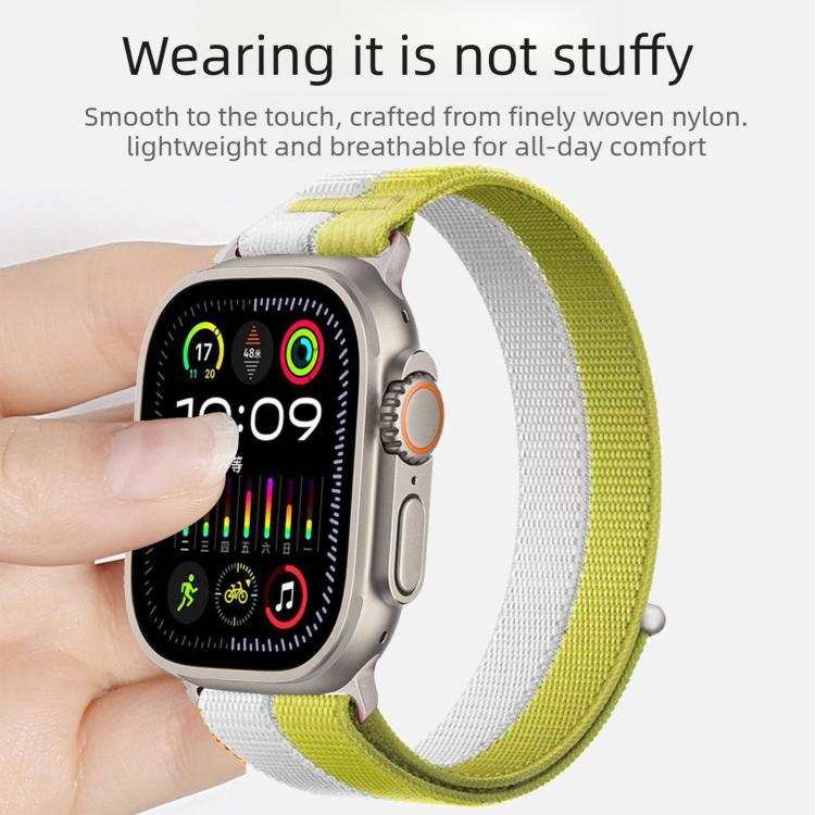 Cinturino per orologio con inserti in metallo e cuciture in nylon, realizzato con filato di piuma., For Apple Watch 46mm / 49mm / 45mm / 44mm, For Apple Watch 42mm / 41mm / 40mm / 38mm