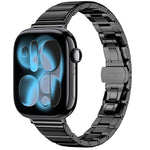Cinturino per orologio in acciaio inossidabile con fibbia pieghevole a farfalla sottile color melanzana e bambù., For Apple Watch 46mm / 49mm / 45mm / 44mm, For Apple Watch 42mm / 41mm / 40mm / 38mm