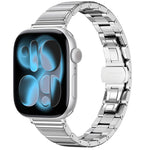 Cinturino per orologio in acciaio inossidabile con fibbia pieghevole a farfalla sottile color melanzana e bambù., For Apple Watch 46mm / 49mm / 45mm / 44mm, For Apple Watch 42mm / 41mm / 40mm / 38mm