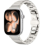 Cinturino per orologio in acciaio inossidabile con fibbia pieghevole a farfalla sottile color melanzana e bambù., For Apple Watch 46mm / 49mm / 45mm / 44mm, For Apple Watch 42mm / 41mm / 40mm / 38mm