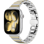 Cinturino per orologio in acciaio inossidabile con fibbia pieghevole a farfalla sottile color melanzana e bambù., For Apple Watch 46mm / 49mm / 45mm / 44mm, For Apple Watch 42mm / 41mm / 40mm / 38mm