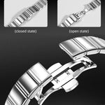 Cinturino per orologio in acciaio inossidabile con fibbia pieghevole a farfalla sottile color melanzana e bambù., For Apple Watch 46mm / 49mm / 45mm / 44mm, For Apple Watch 42mm / 41mm / 40mm / 38mm