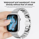 Cinturino per orologio in acciaio inossidabile con fibbia pieghevole a farfalla sottile color melanzana e bambù., For Apple Watch 46mm / 49mm / 45mm / 44mm, For Apple Watch 42mm / 41mm / 40mm / 38mm