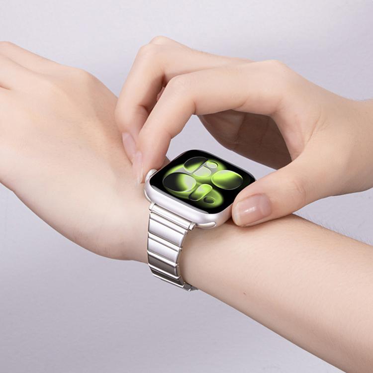 Cinturino per orologio in acciaio inossidabile con fibbia pieghevole a farfalla sottile color melanzana e bambù., For Apple Watch 46mm / 49mm / 45mm / 44mm, For Apple Watch 42mm / 41mm / 40mm / 38mm