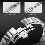 Cinturino per orologio in acciaio inossidabile con fibbia pieghevole a farfalla sottile color melanzana e bambù., For OPPO Watch X3 Mini