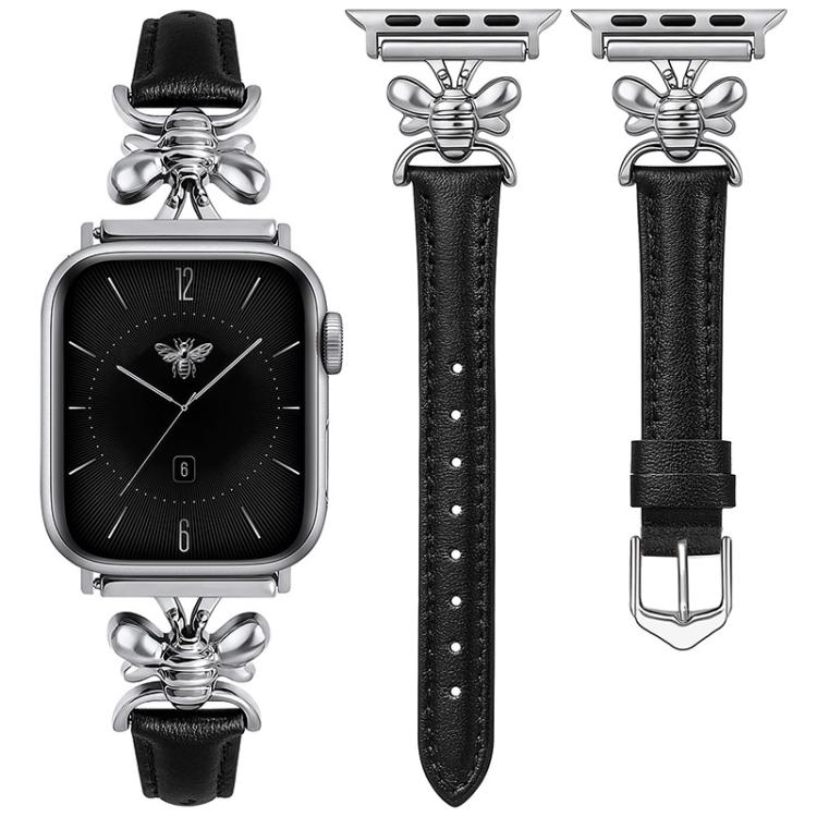 Cinturino per orologio in pelle vegana con piccola ape in metallo., For Apple Watch 46mm / 49mm / 45mm / 44mm, For Apple Watch 42mm / 41mm / 40mm / 38mm