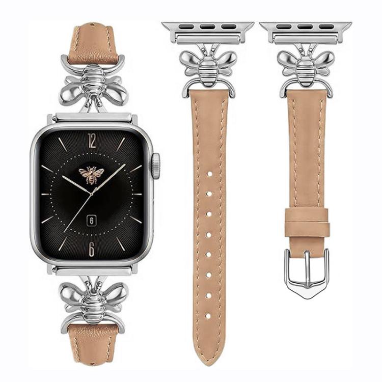 Cinturino per orologio in pelle vegana con piccola ape in metallo., For Apple Watch 46mm / 49mm / 45mm / 44mm, For Apple Watch 42mm / 41mm / 40mm / 38mm
