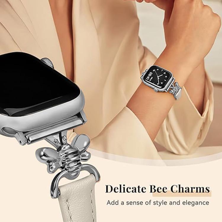Cinturino per orologio in pelle vegana con piccola ape in metallo., For Apple Watch 46mm / 49mm / 45mm / 44mm, For Apple Watch 42mm / 41mm / 40mm / 38mm