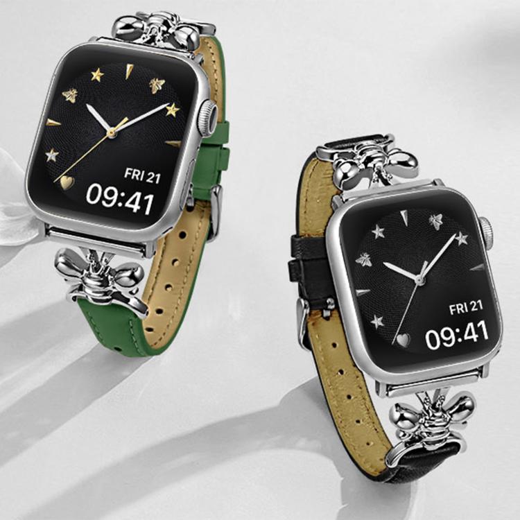 Cinturino per orologio in pelle vegana con piccola ape in metallo., For Apple Watch 46mm / 49mm / 45mm / 44mm, For Apple Watch 42mm / 41mm / 40mm / 38mm