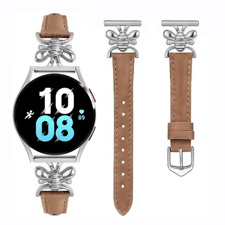 Cinturino per orologio in pelle vegana con piccola ape in metallo., 20mm