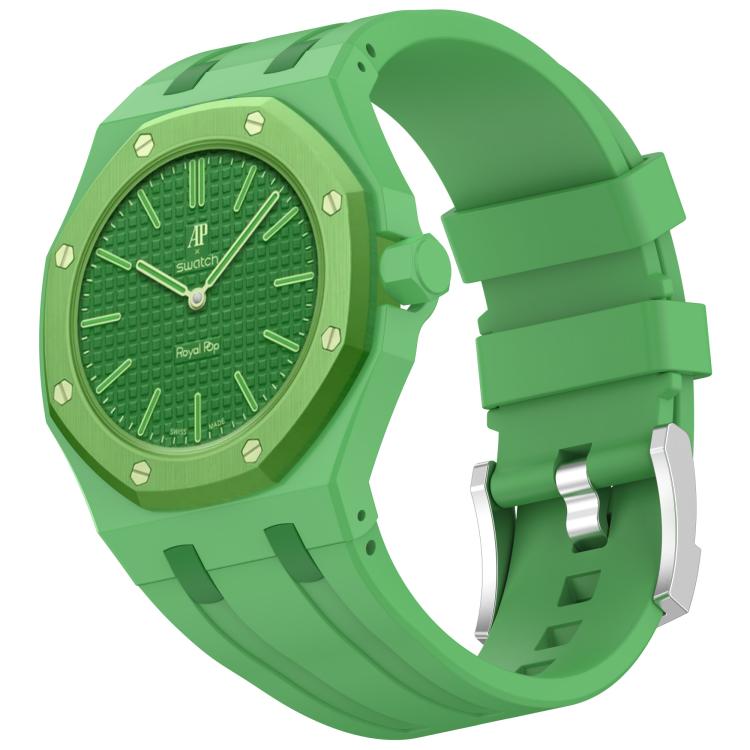 Cinturino per orologio in silicone con fibbia ad ardiglione integrata in acciaio inossidabile., For Swatch Royal Pop / Audemars Piguet
