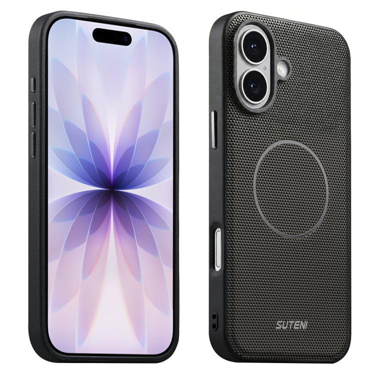 Custodia per telefono Suteni G8 con texture a triangolo magnetico e retro in ecopelle vegana., For iPhone 17 Pro Max, For iPhone 17 Pro, For iPhone 17, For iPhone 16 Pro Max, For iPhone 16 Pro, For iPhone 16, For iPhone 15 Pro Max, For iPhone 15 Pro